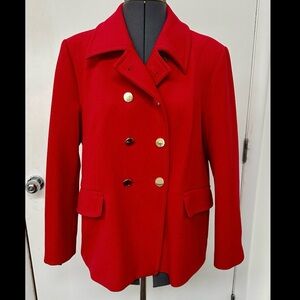 ZARA WOMAN RED MILITARY STYLE JACKET COAT DOUBLE BREASTED GOLD BUTTONS XL EUC